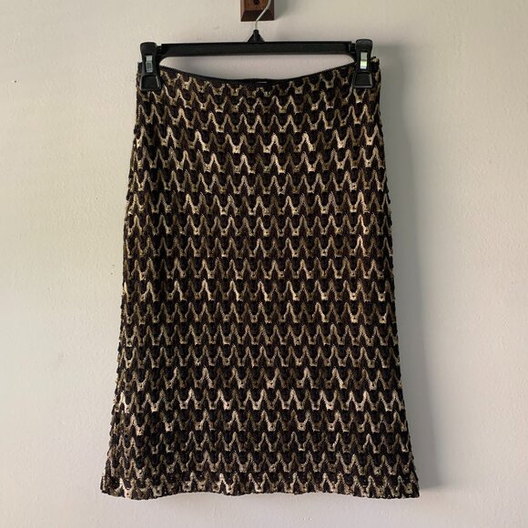 Vintage Le Parfait Knit Brown and Black Skirt Women's Size Small S - Picture 1 of 5